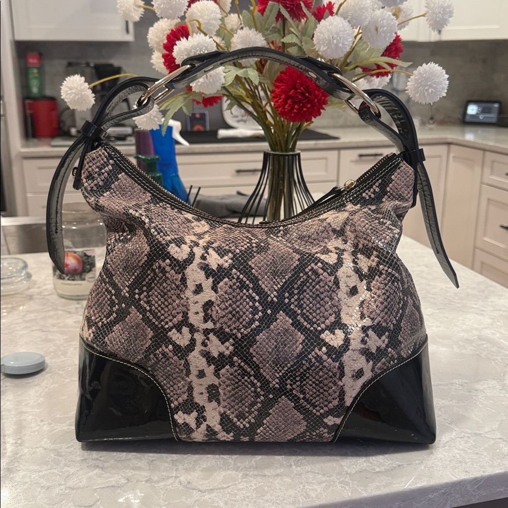 Dooney and Bourke, python, black and gray hobo sh… - image 3